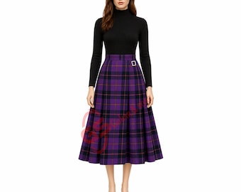 Scottish Tartan Maxi Skirt for Women – Pleated Long Kilt Style & 50+ Colors