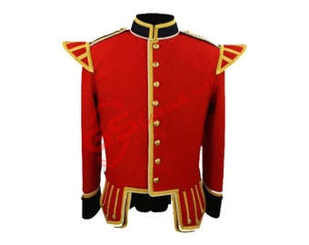 Giacca da giubbotto scozzese tradizionale rossa – Uniforme militare in lana fatta a mano