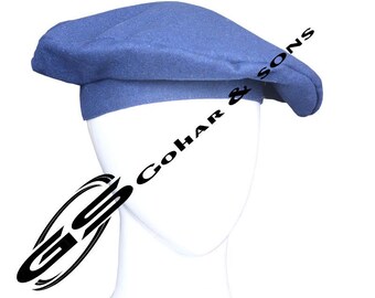 Men's Blue Wool Beret - Handmade French Style Cap