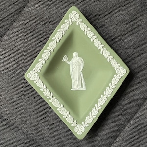 Vintage Wedgwood Olive Jasperware Plate: Greek Mythology Relief, Made in England