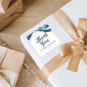 Coastal Wedding Favor Tags: Round & Square, Editable Corjl Seascape Stickers (Digital Download), Seascape1