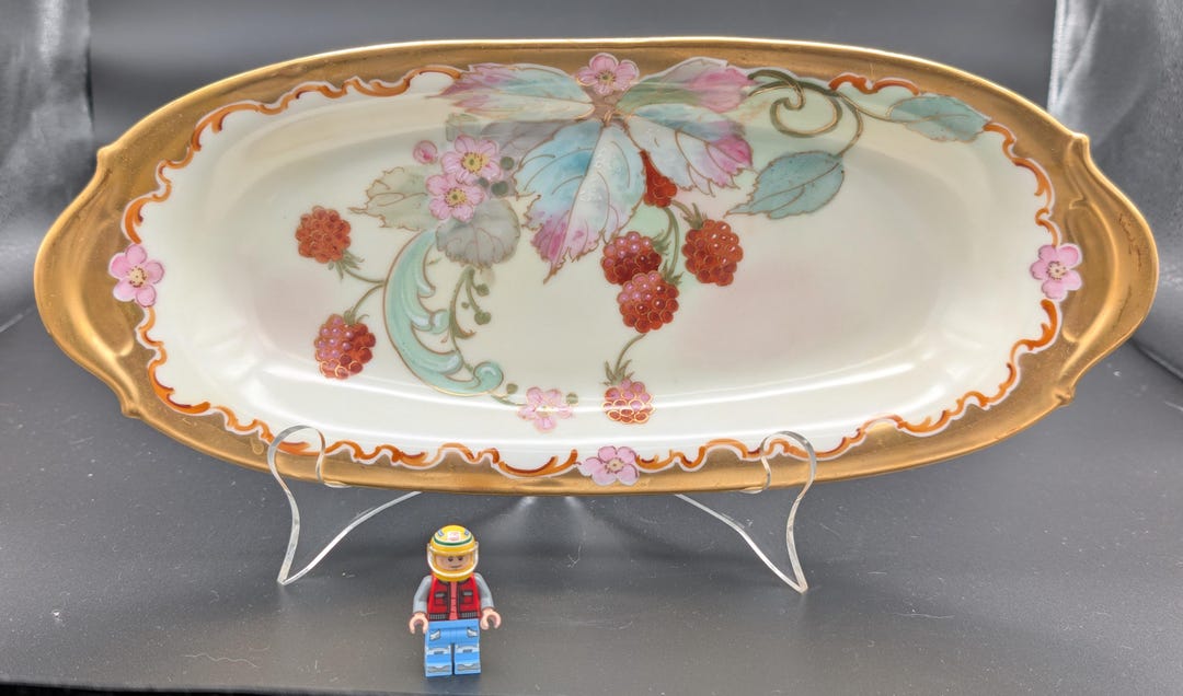 Vintage Ruffled Dish Raspberry Vintage Pickard China Hand-painted Relish Dish | Raspberry Motif & Gold ...