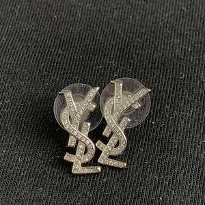 YSLロゴデザインのシルバーのピアス Ysl Logo Earrings - Etsy