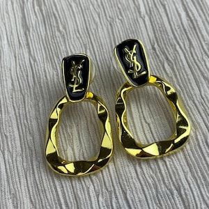 Yves Saint Laurent Gold YSL Drop Earrings