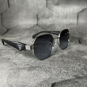 Luxury Prada Round Black Lens Authentic Sunglasses