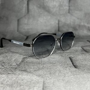Prada Black Lens Hexagonal Sunglasses