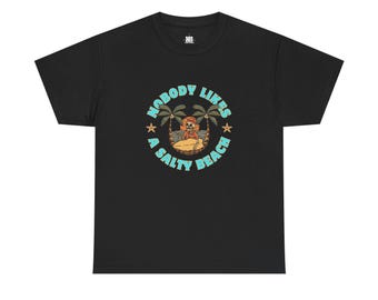 Salty Beach Heavy Cotton Tee, Unisex Summer T-Shirt