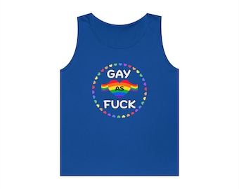 Pride Tank Top, Gay As F*ck, Unisex Cotton LGBTQ+ Apparel
