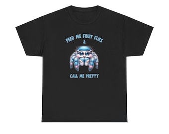 Feed Me Fruit Flies Spider Tee | Cute Pastel Arachnid Illustration