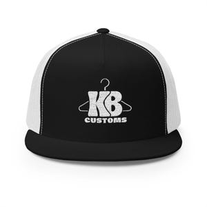 KB Customs Company Logo 5 Panel Trucker Cap - Stylish Embroidered Hat for Outdoor Adventures, Fashionable Headwear, Summer Accessory