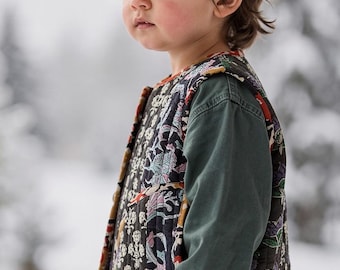 Kids Quilted Vest, Block Print Patchwork Vest, Toddler Jacket