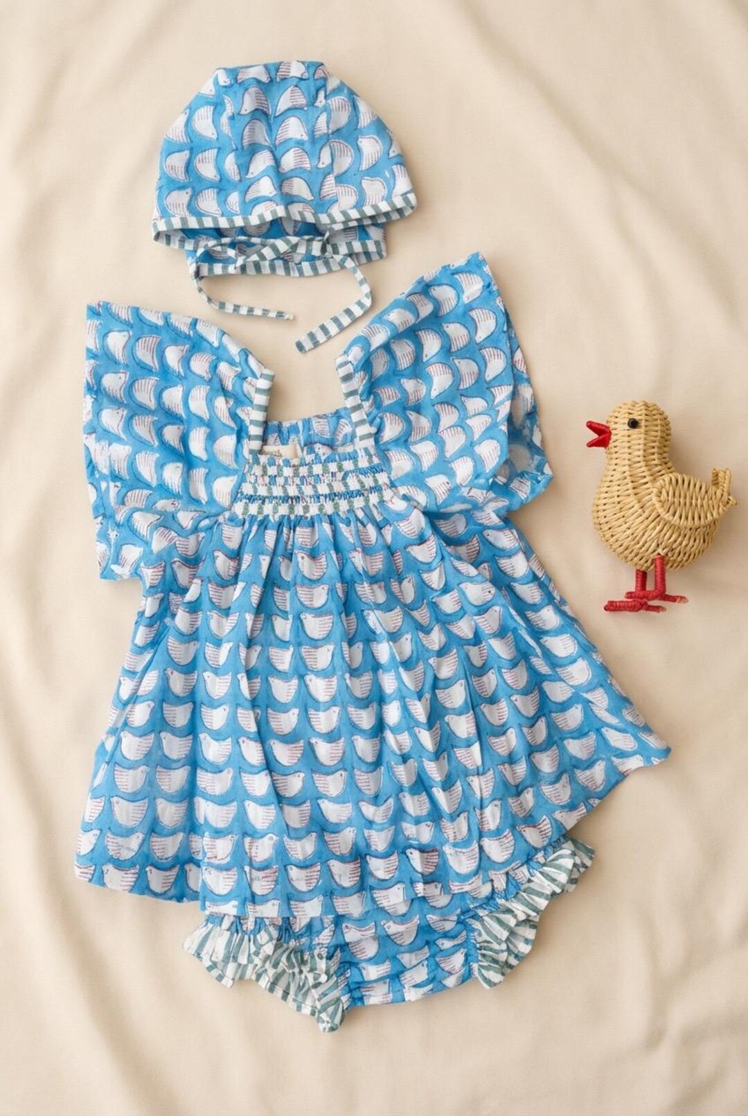 Baby Clothes, Hand Block Print Baby Set, Bonnet, Frock, Bloomers - Etsy