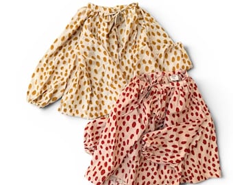 Girls Natural Dyed Blouse, Cotton Hand Print Top for toddler