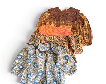 Blusa marinera para niñas, top de algodón con estampado a mano para niñas.