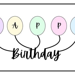 Happy Birthday card with fun pastel balloons!