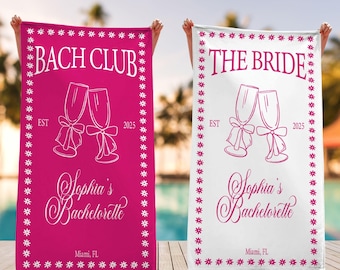Personalized Bachelorette Beach Towel, Bachelorette Party Pool Towel, Bridal Trip Gift, Bride beach towel, Bach Club Towel, Bridesmaid Gifts