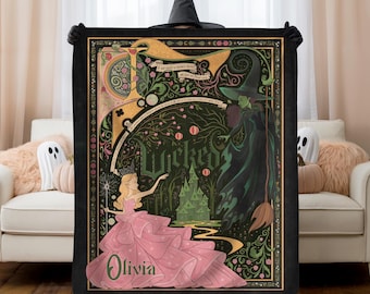 Custom Wicked Blanket, Good Witch Bad Witch Princess Throw, Personalized Wicked Blanket, Custom Name Witch Gift, Halloween Fantasy Decor