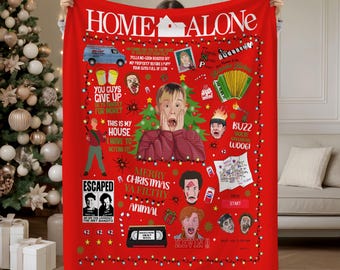 Home Alone Christmas Blanket, Retro 90s Funny Holiday Movie Throw, Xmas Gift for Movie Lovers, Christmas Vacation Blanket, Christmas Gift
