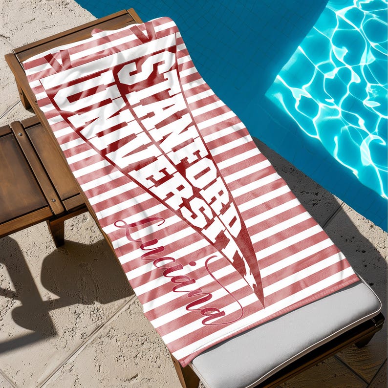 Personalized College Pennant Beach Towel, School Banner School Spirit Beach Towel, High School Graduation Gift, University Graduation Gift bild 11