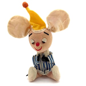 Vintage Plush Clown Mouse Doll – Dakin Dream Pets Style – Japan, 1960s