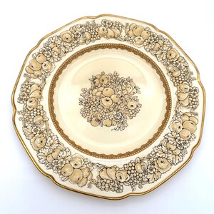 Set of 12 Crown Ducal Florentine Plates – Made in England – Raised Fruit Detail – 1930s Antique China