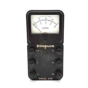 Simpson Model 370 AC Ammeter – Vintage Alternating Current Meter – Chicago Illinois – 1950s Industrial Gauge