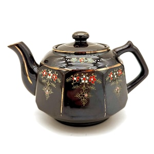 Vintage Moriage Teapot: Hand-Painted Japanese Ceramic with Raised Enamel