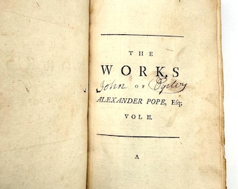 1732 The Works of Alexander Pope Vol II - Essay on Man - Antique 18th Century Leather Book