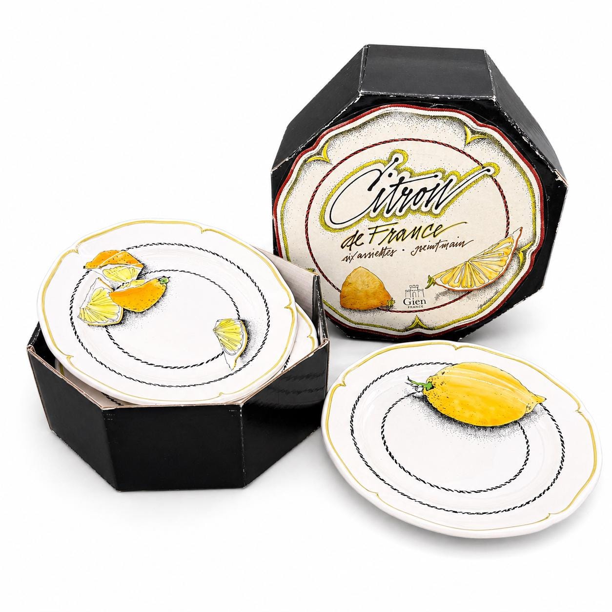 す*か様 Gien ジアン　レモン　ケーキ皿　アンティーク　希少 な 6枚 セッ Gien ジアン レモン ケーキ皿 アンティーク 希少 な 6枚 セット す*か