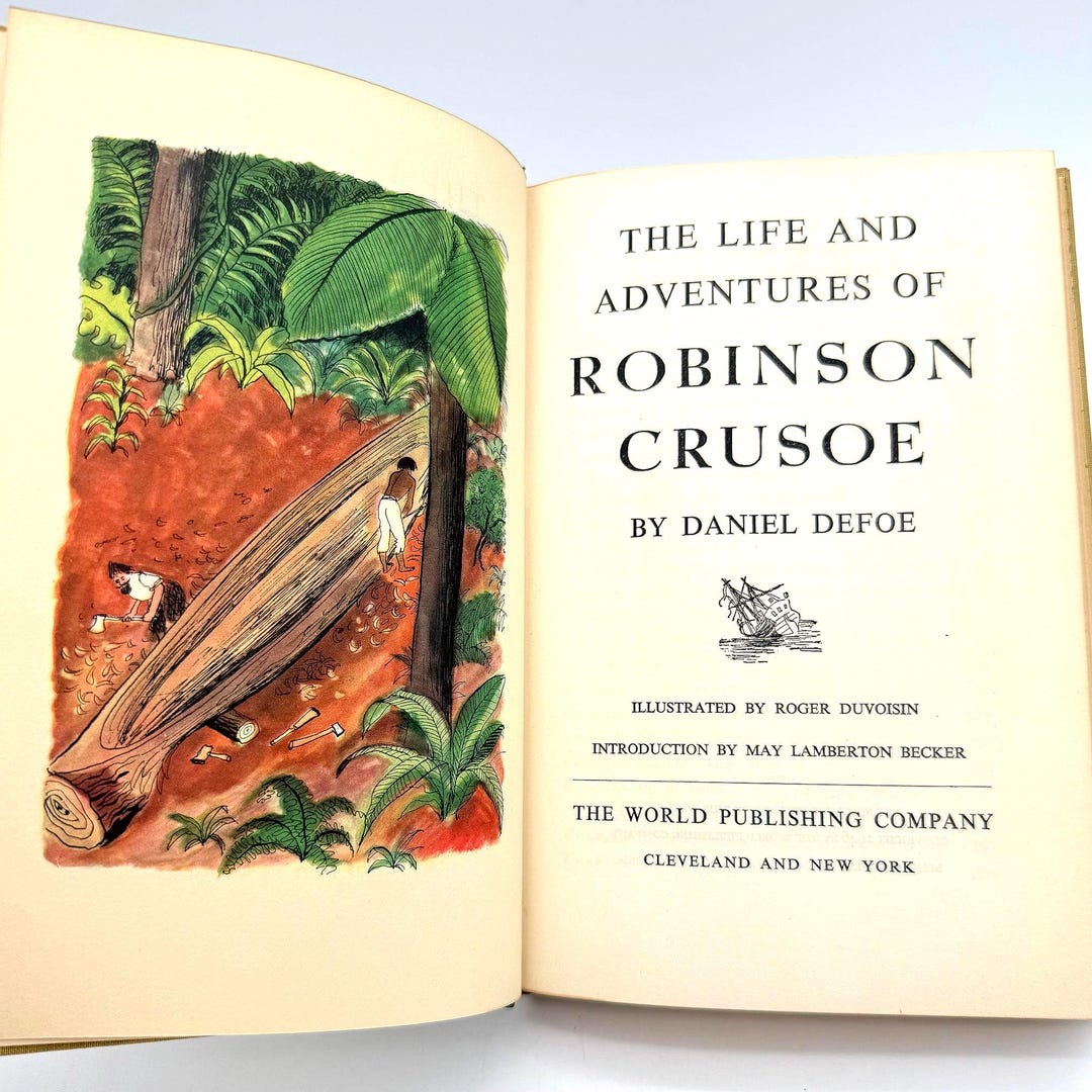 1946 Robinson Crusoe by Daniel Defoe – Illustrated Rainbow Classics ...