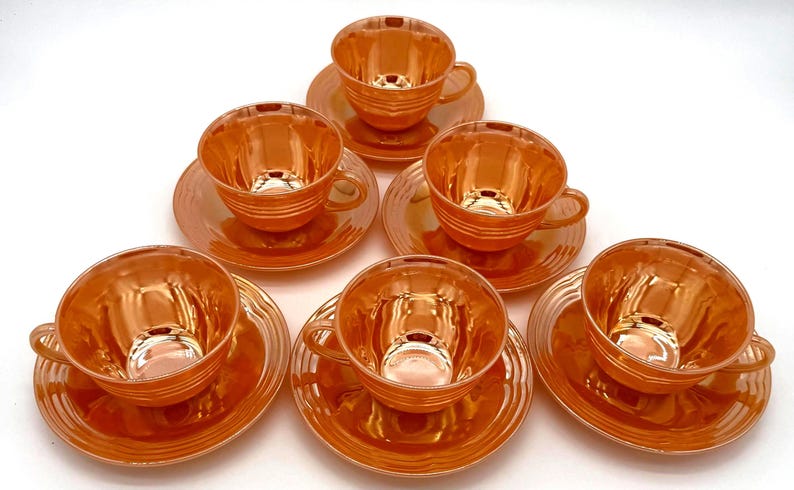 Fire-King Peach Luster Cup and Saucer Set
