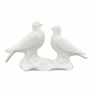 Vintage Haviland Limoges Bird Figurine – Porcelain Double Dove Figure – French White Gloss Decor
