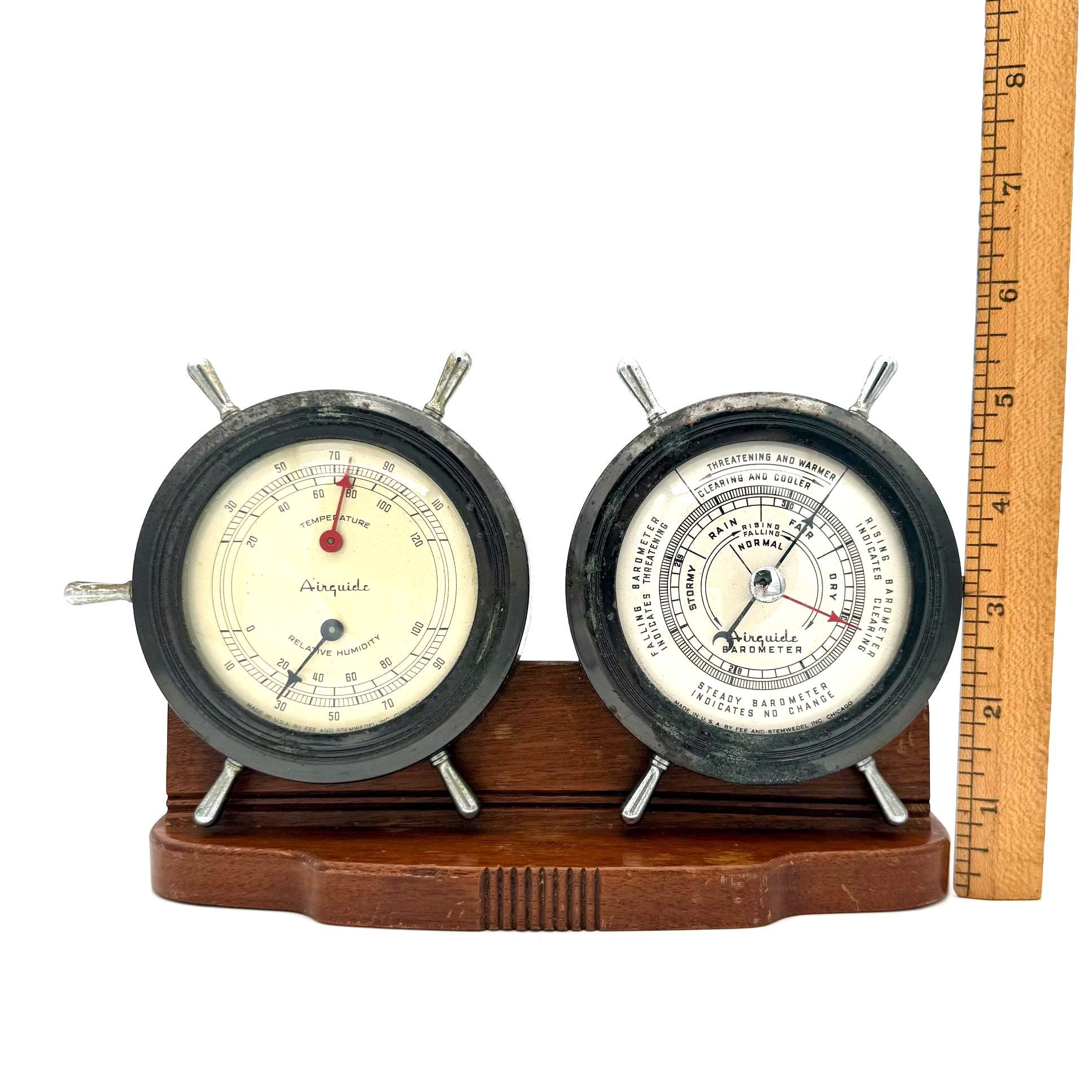Barometer Weather Ship Vintage Airguide Ship Wheel Weather Station – Mid Century Barometer ...