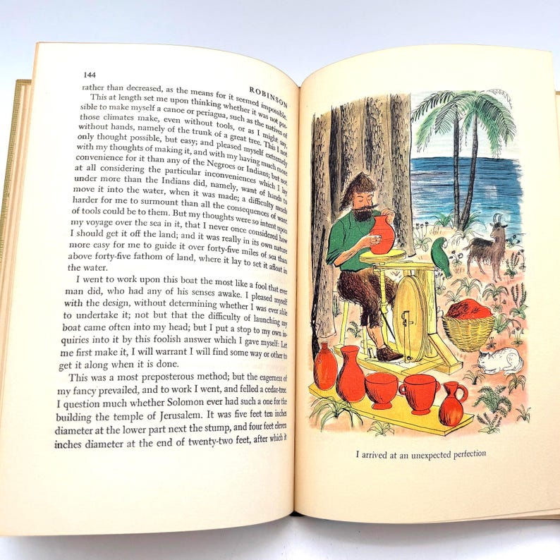 1946 Robinson Crusoe by Daniel Defoe – Illustrated Rainbow Classics ...