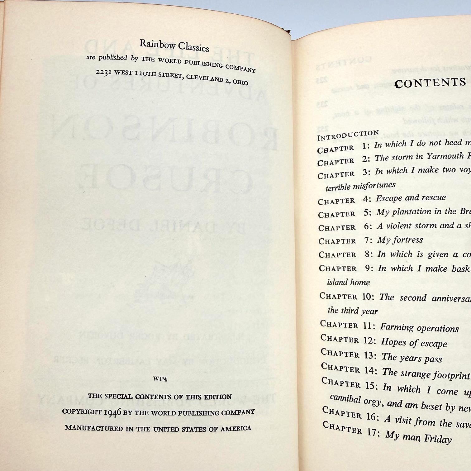 1946 Robinson Crusoe by Daniel Defoe – Illustrated Rainbow Classics ...