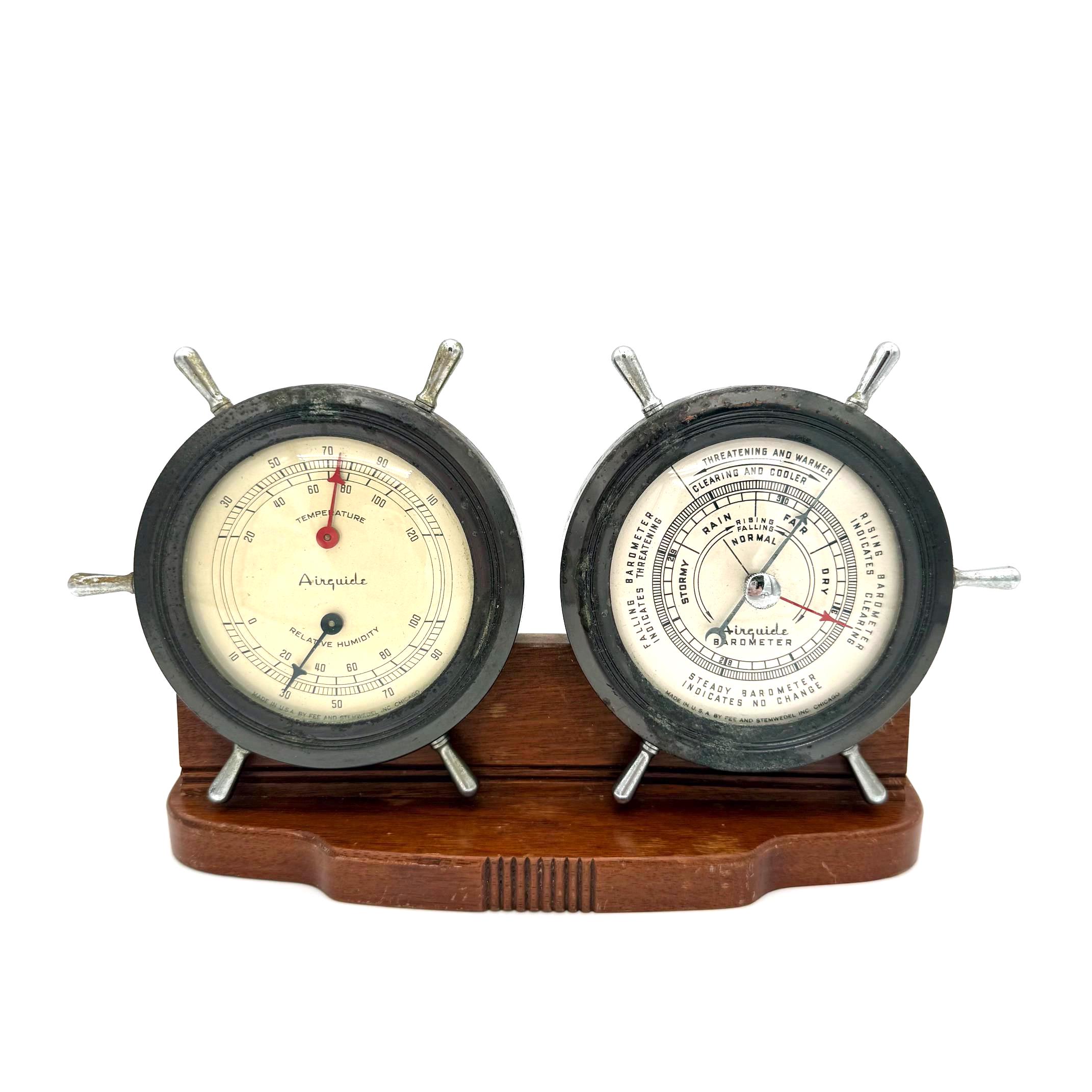 Barometer Weather Ship Vintage Airguide Ship Wheel Weather Station – Mid Century Barometer ...