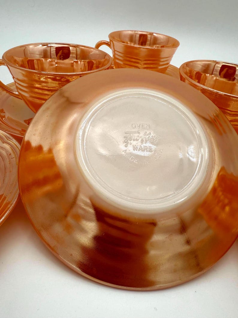 Fire-King Peach Luster Cup and Saucer Set - Thumbnail 4