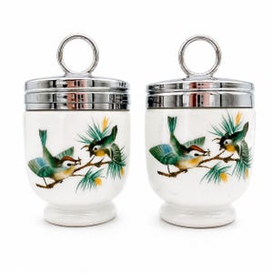 Juego de 2 cubiteras Royal Worcester con diseño de pájaro y tapas – Fabricadas en Inglaterra.