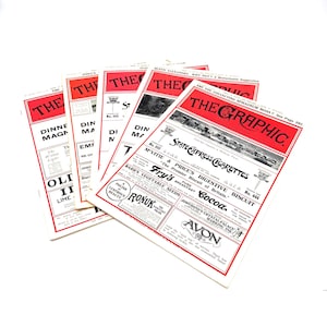 Set of 5 Vintage &quot;The Graphic&quot; Illustrated Newspapers – 1916 WWI Issues – British Weekly News