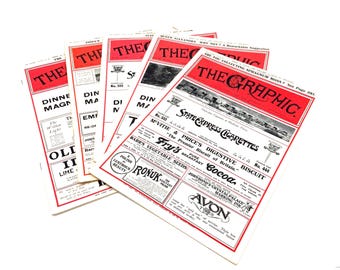 Set of 5 Vintage "The Graphic" Illustrated Newspapers – 1916 WWI Issues – British Weekly News