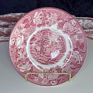 Vintage Enoch Wood & Sons Saucer,  English Scenery Red Transferware Plate,  Woods Ware, England  Cottage core Decor