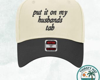 Gorra divertida para mujer / Gorra snapback con la inscripción "Ponlo en la cuenta de mi marido" / Gorra para viaje de chicas