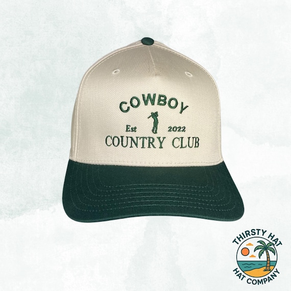 Embroidered Cowboy Country Club Hat - Western Golf Snapback