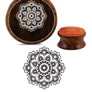 Craft By 1 pz, motivo mandala floreale, blocco di legno rotondo, timbro di stampa in gomma per abbigliamento e tessuti, timbro per bordi in legno per tessuti, PRB-55
