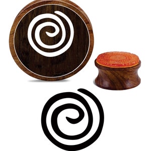Bloco de impressão de design espiral decorativo, carimbo de borracha de madeira, carimbo têxtil para scrapbook, carimbo de designer redondo, bloco de artesanato por 1 peça PRB-1160