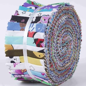 Soimoi 40Pcs Animal Print Precut Fabric Strips Roll Up,Cotton Jelly Rolls for Quilting,100% Cotton Fabric Jelly Roll Bundle For Scrapbooking