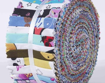 Animal Print Cotton Jelly Roll, 40 Precut Fabric Strips for Quilting