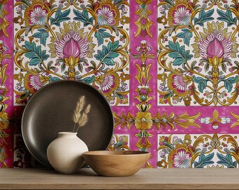 S4sassy Self Adhesive Wallpaper, Arabesque Pattern Tile Wallpaper, Textured Peel & Stick Contact Paper for Entryway Wall, Kitchen Backsplash