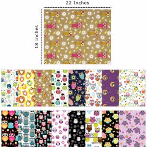 Soimoi 16-delat Fat Quarter-paket, uggletryck 45 x 50 cm DIY-lapptäcke - 100 % bomull, färdigskuret quilttyg