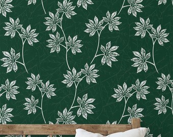 S4sassy zelfklevend behang, groen blad print muurschildering behang, Peel and Stick contactpapier voor muur, accentmuur hal, kantoorinrichting